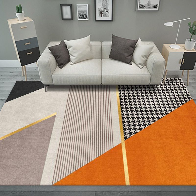 Magnificent Modern Rug Orange Color Piece Rug Stain Resistant Rug for Living Room