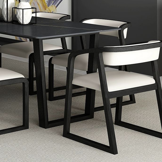 Rectangle Shape Two-Color Dining Table Industrial Double Pedestal Table for Dining Room