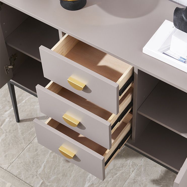 Glam Sideboard Adjustable Shelving Wood Side Board with Cabinets and Drawers