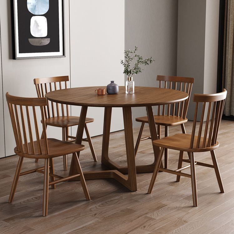 Modern Style Dinette Set 1/2/4/5 Pcs Round Solid Wood Dinette Table with Dining Chair