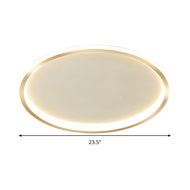 16"/19.5"/23.5" Wide Thin Round LED Flush Lamp Simple Metal Ceiling Flush Mount in Gold, Warm/White Light/Remote Control Stepless Dimming