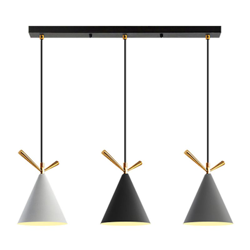 Modern Cone Shade Island Pendant Light 3-Light Ceiling Light with Metal Shade
