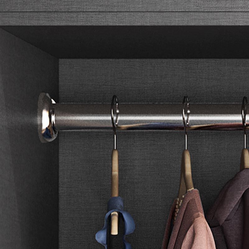 Modern Style Hinged Door Wardrobe for Bedroom Grey Cabinet with Glass Doors