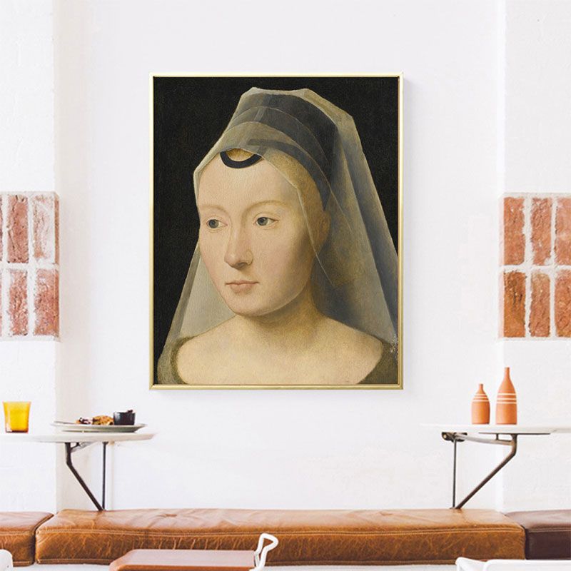 Canvas Brown Art Antique Style Headscarf Maiden Wall Print, Multiple Sizes Options