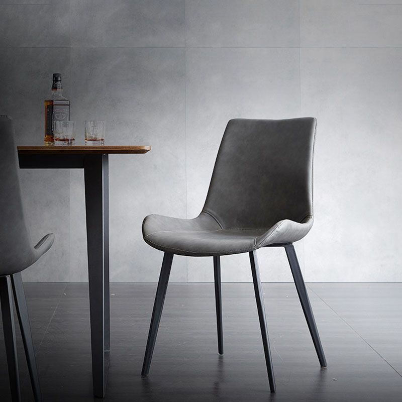 Silla auxiliar de comedor de metal industrial Silla de comedor con respaldo sólido (juego de 2)