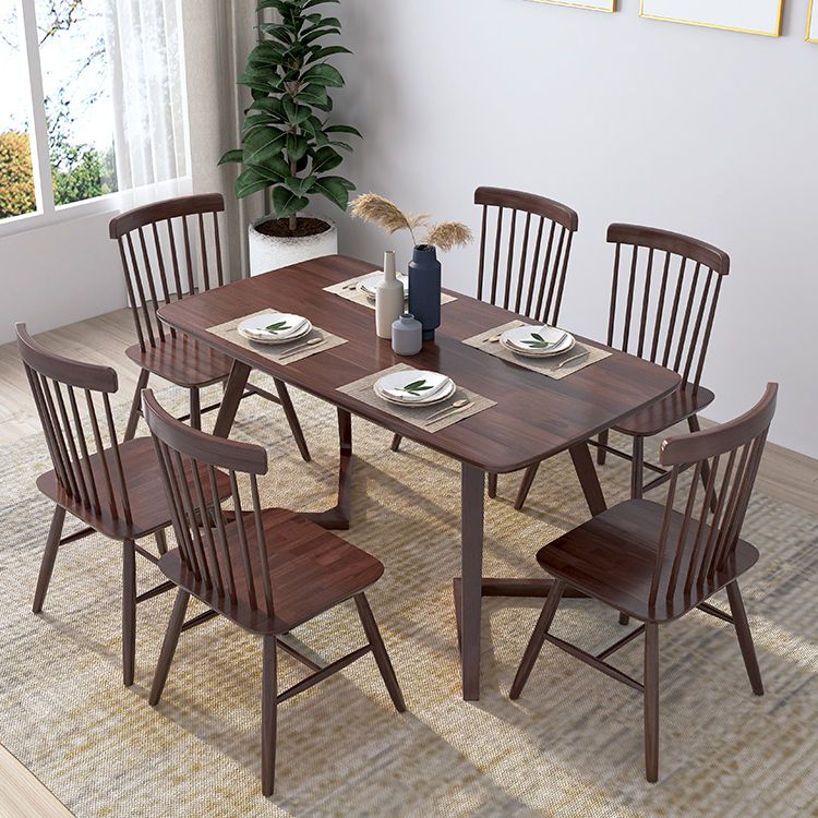 Mesa rectangular de roble moderno, muebles de pedestal doble de madera maciza para interiores