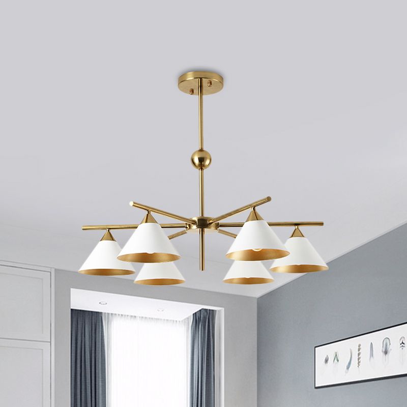 Weißer Pyramidenschatten Anhänger Licht zeitgenössischer metallischer Kronleuchter für Wohnzimmer