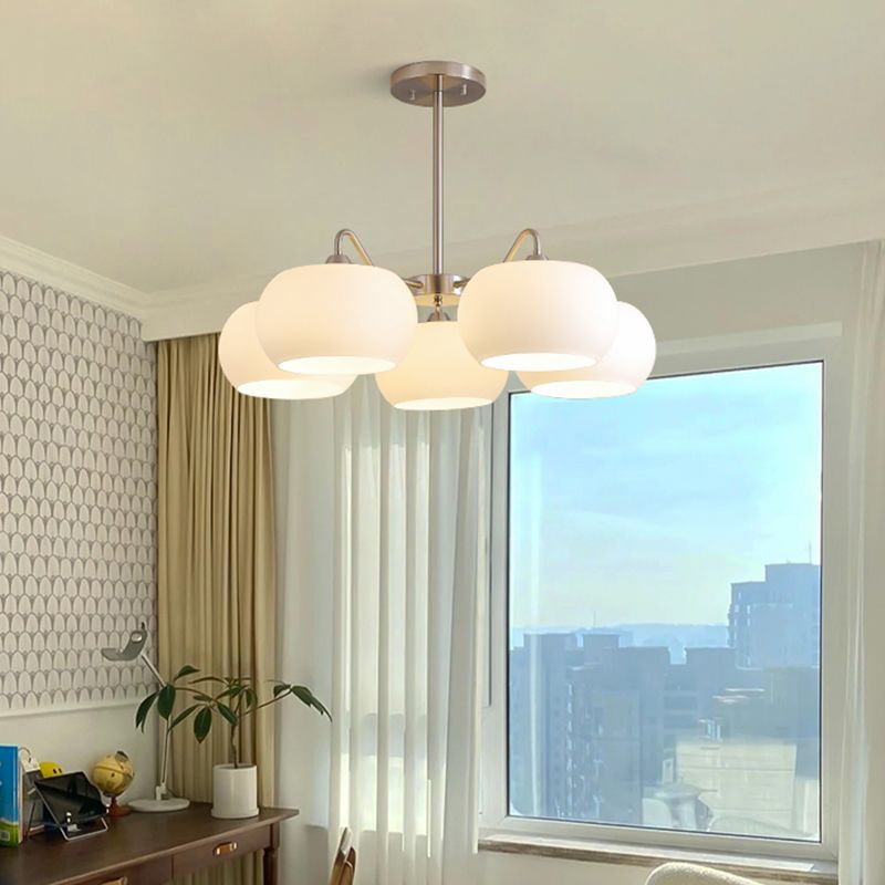 Modern Pendant Light White Glass Sputnik Ceiling Light for Living Room