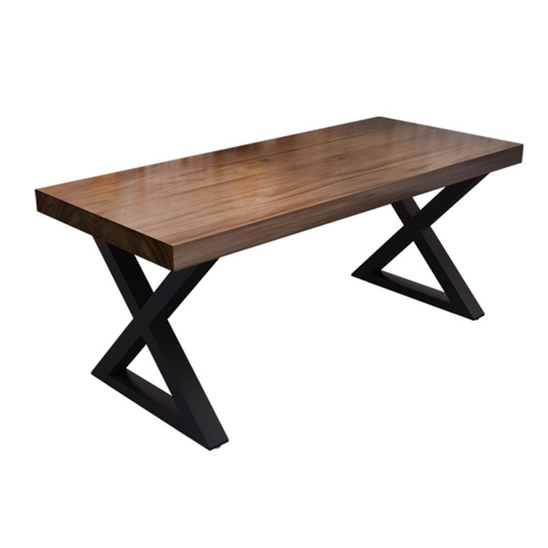Solid Wood Dining Table Industrial Style Dining Table with Black Frame