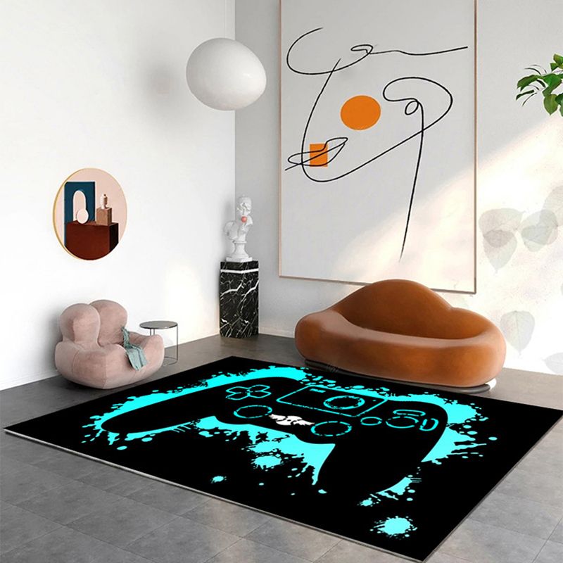 Kids Game Controller Pattern Carpet Polyester Area Rug Stain Resistant Rug for Living Room