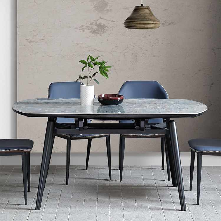 Modern Scalable Dinette Set 1/4/5/7 Pieces Round Blue Sintered Stone Top Dining Table Set