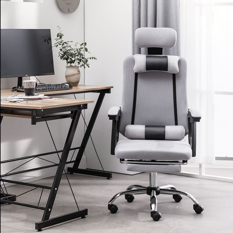 Black Nylon Frame Modern Computer Desk Chair with Wheels High Back Task Chair with Arms