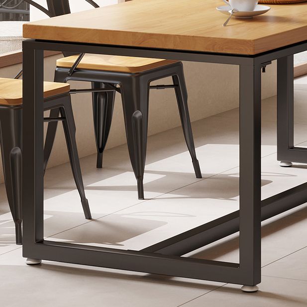 Industrial Wood Dining Table Set 1/2/5 Pieces with Metal Base Kitchen Furniture Set