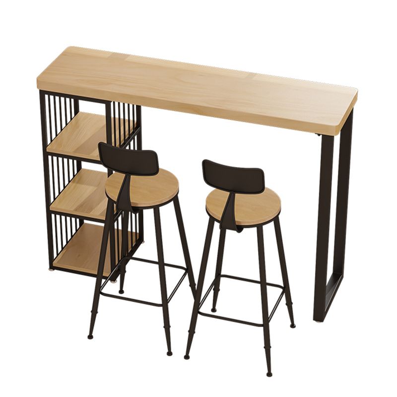 Modern Rectangular 1/3 Pieces Pub Table Set Wooden Counter Table with High Stools