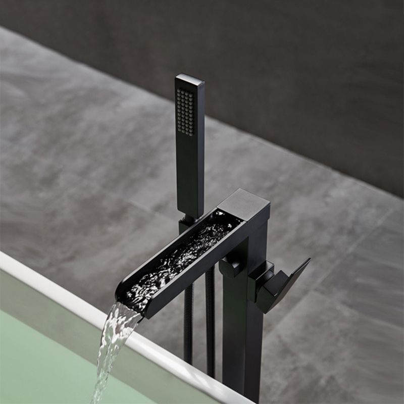 Floor Mounted Metal Freestanding Tub Filler Waterfall Freestanding Faucet with Hose