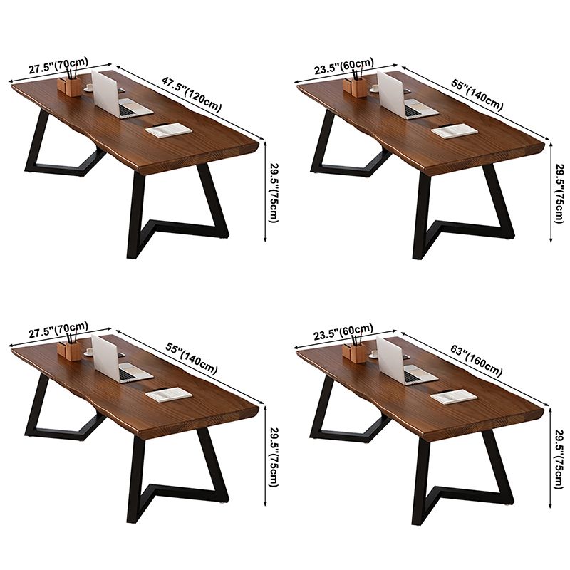 Mesa de comedor industrial de doble pedestal de rectángulo Mesa de madera de madera sólida