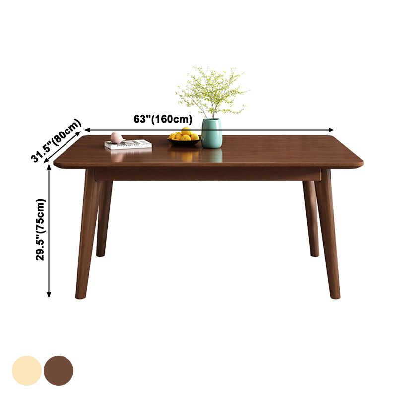 Mesa de comedor de madera sólida de estilo de goma moderno Mesa rectangular con 4 patas para comedor