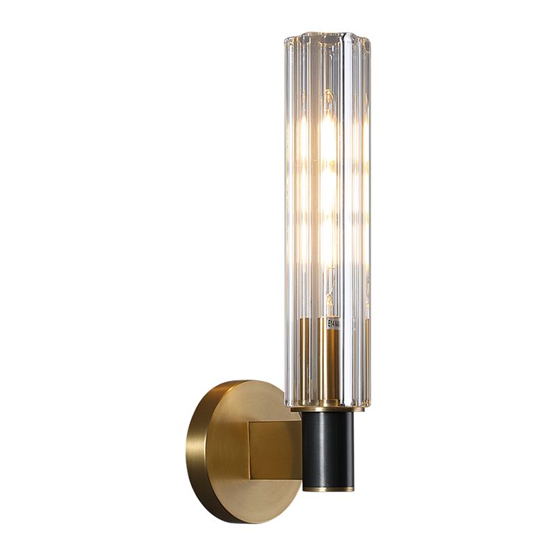 Crystal Cylinder Shape Wall Sconce Modern Style Multi Lights Wall Light Sconce in Brass