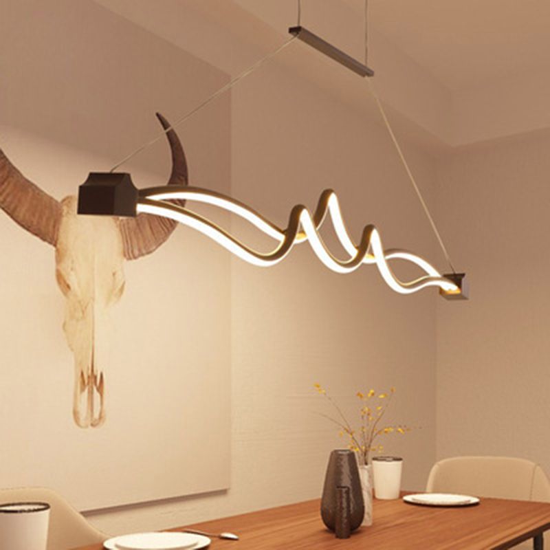 Coffee Twisting Hanging Light Fixture Contemporary LED Acrylic Ceiling Pendant Light