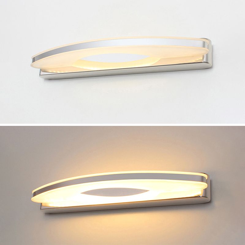 Shaded Wall Sconce Lighting Contemporary Style Metal Shower Room LED Wall Mounted Light in Chrome