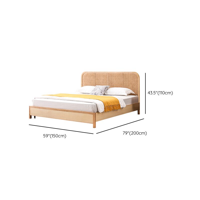 Solid Wood Panel Bed Tropical Standard Bed With Custom Gold Legs