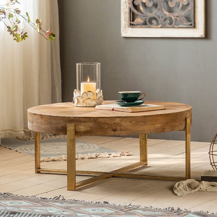 French Country Light Wood Distressed Cocktail Table Wooden Coffee Table for Home