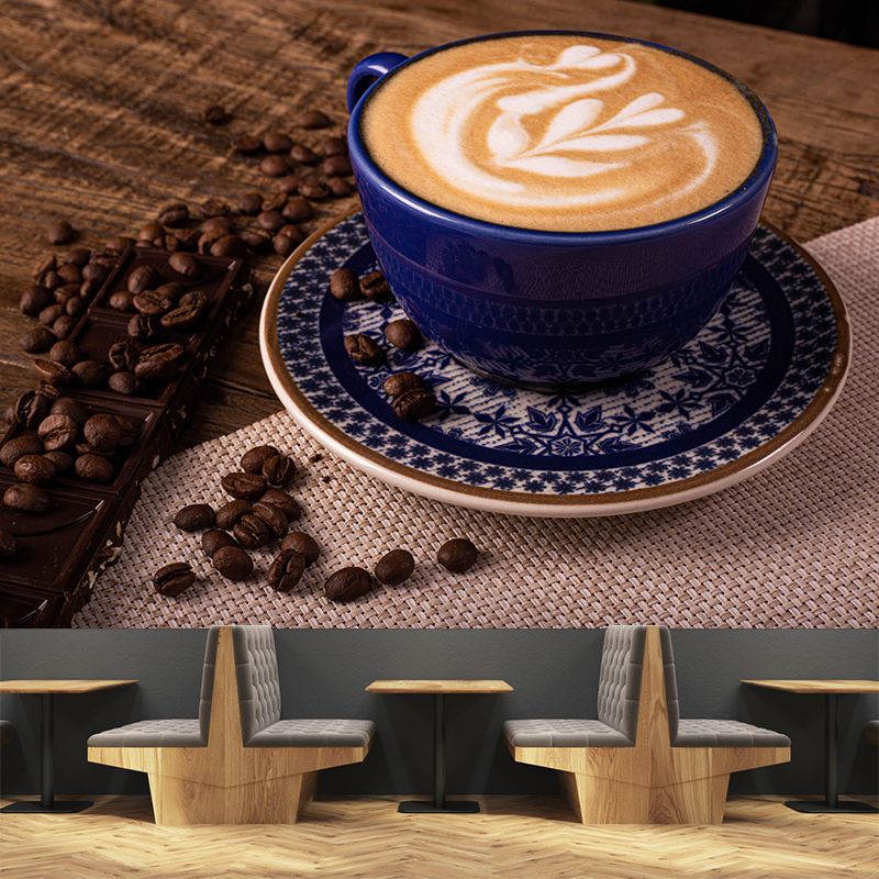 Contemporary Style Mural with Tempting Coffee Painting Commercial Use Wall Covering