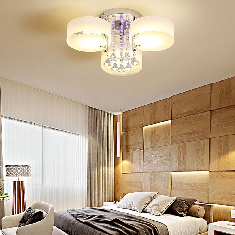 3/5/6/7/9-Light Modern Chrome Flush Mount Lighting LED Ceiling Light with Crystal