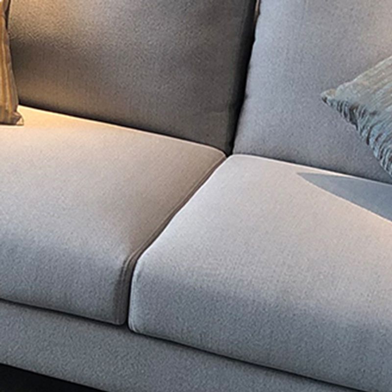 Contemporary Linen Tuxedo Arm Standard Sofa with Loose Back for Living Room