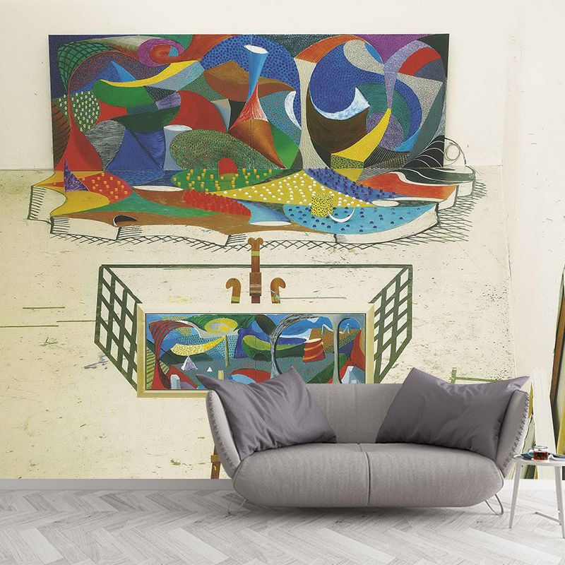 Whole Abstract Mural for Accent Wall David Hockney Works Wall Covering in Multi Color, Washable