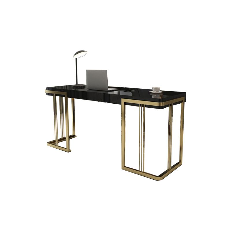 Glam Rectangular Office Desk Marble Solid Wood Writing Desk for Home