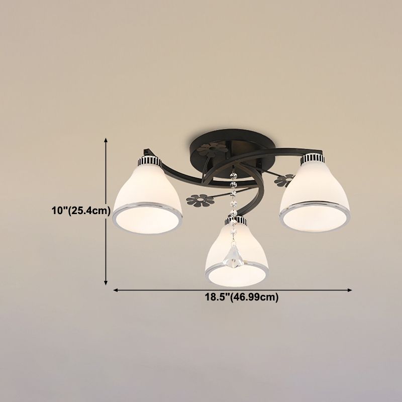 Light de plafond en verre moderne noir Multi Light Flush Mount Plafond Light for Dining Room
