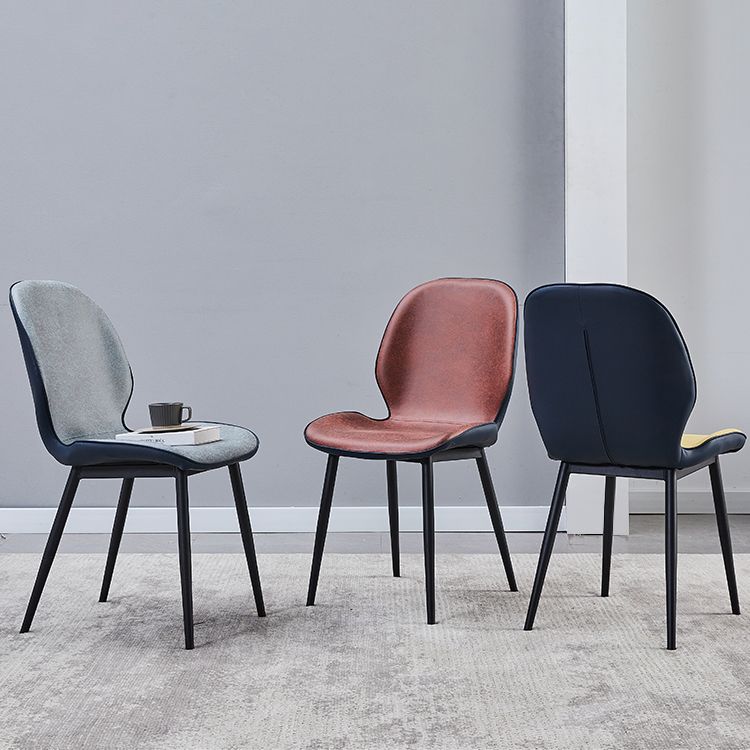 Home Scandinavian Side Chair Upholstered Solid Back Metal Dining Room Chair