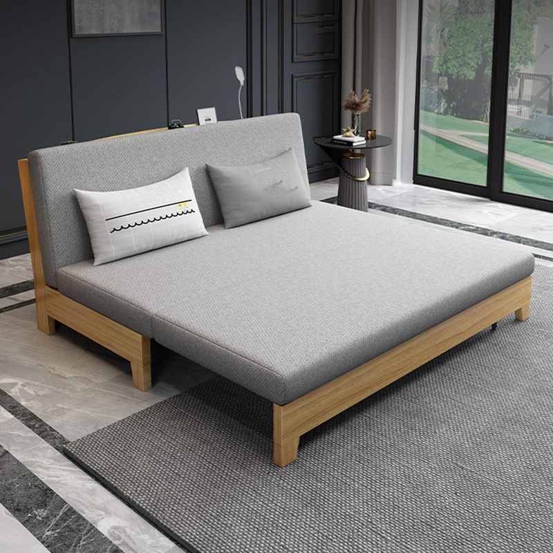 Convertible Faux Leather Contemporary Armless Bed Settee with Pillows