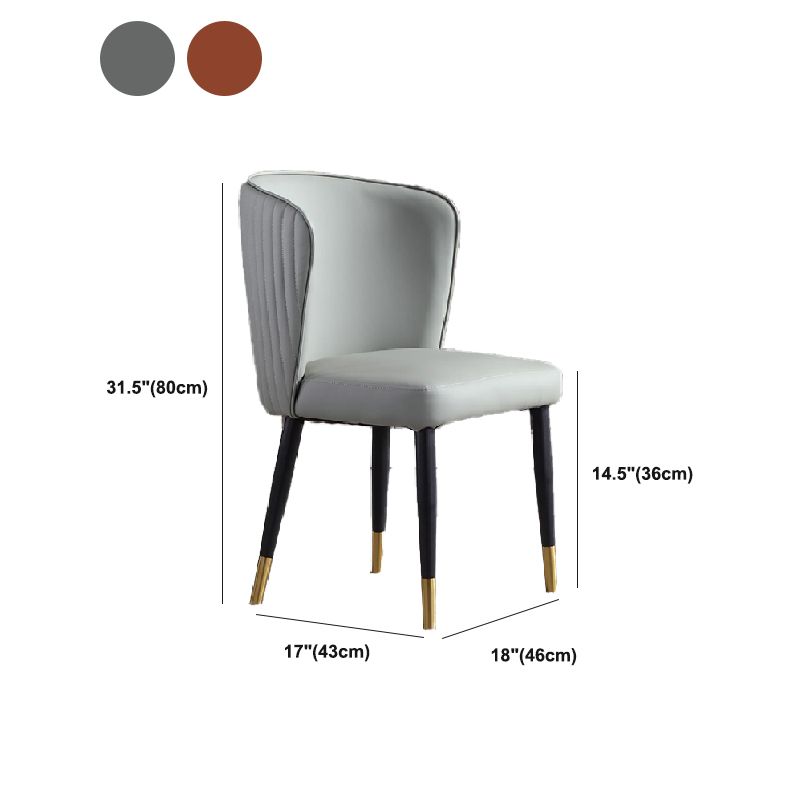 Orange and Gray Dining Chairs Glam Faux Leather Armless Side Chair