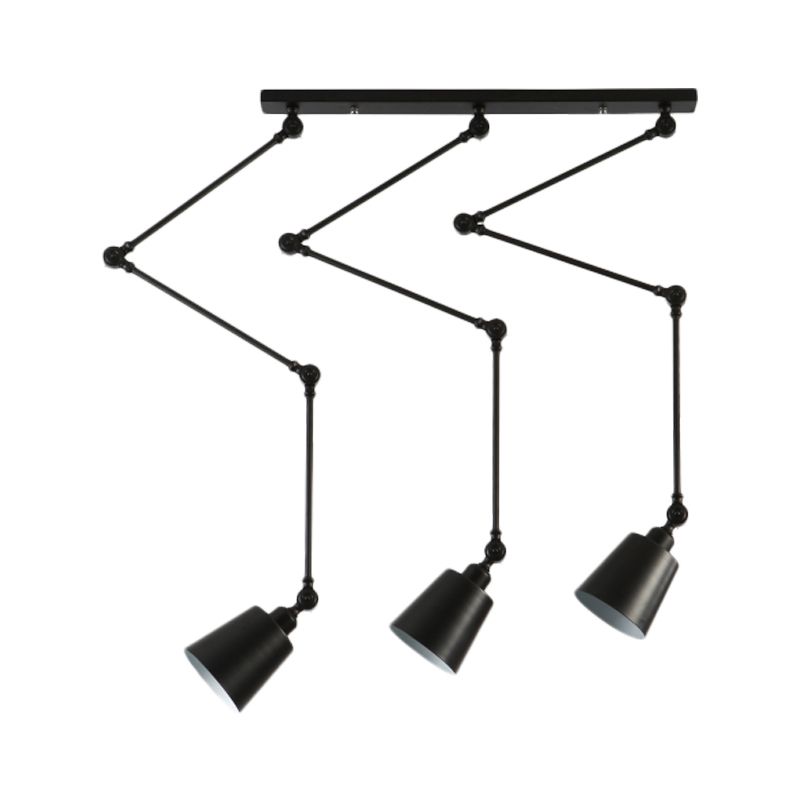 Green/Black Bell Cluster Pendant Light Nordic 3 Heads Metal Hanging Lamp Kit with Adjustable Arm