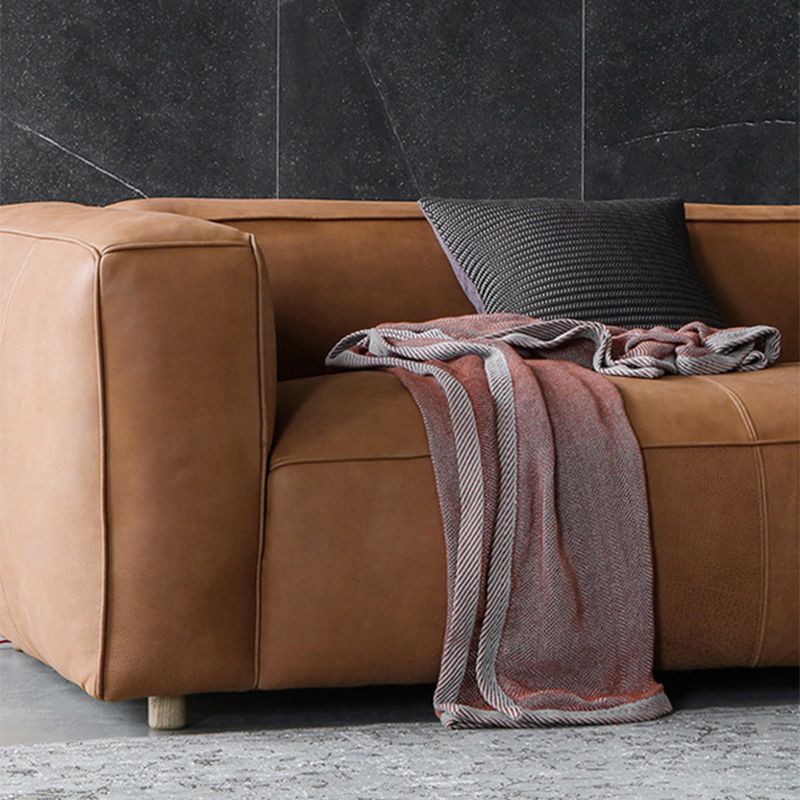 Contemporary Faux Leather Sofa Tuxedo Arm 25.59-In High Sofa