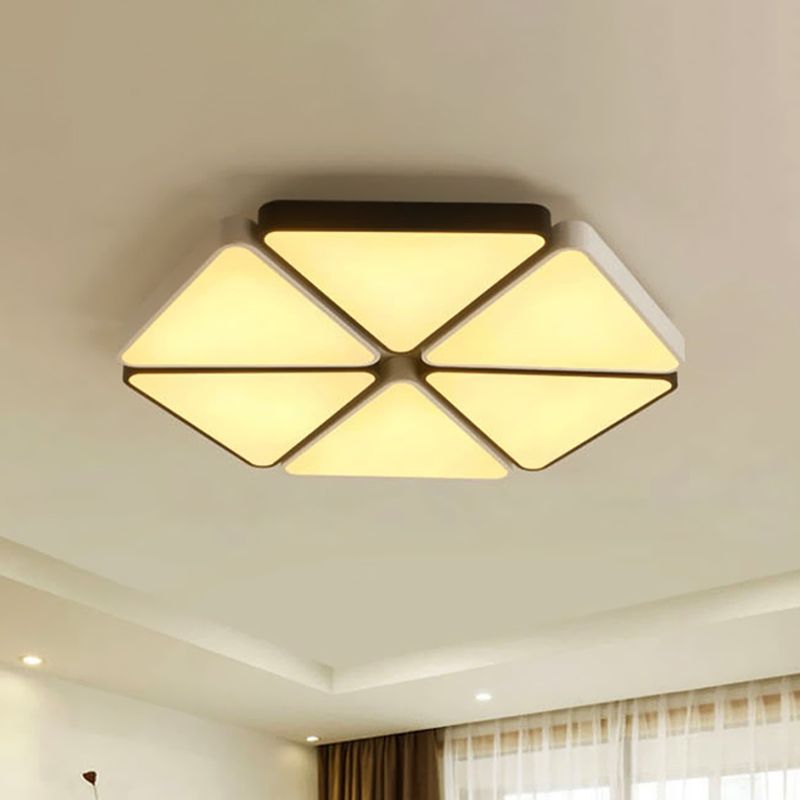Contemporary Hexagon Flush Mount Fixture Acrylic Warm/White Light LED Living Room Ceiling Light Fixture in White, 19.5"/23.5" Wide