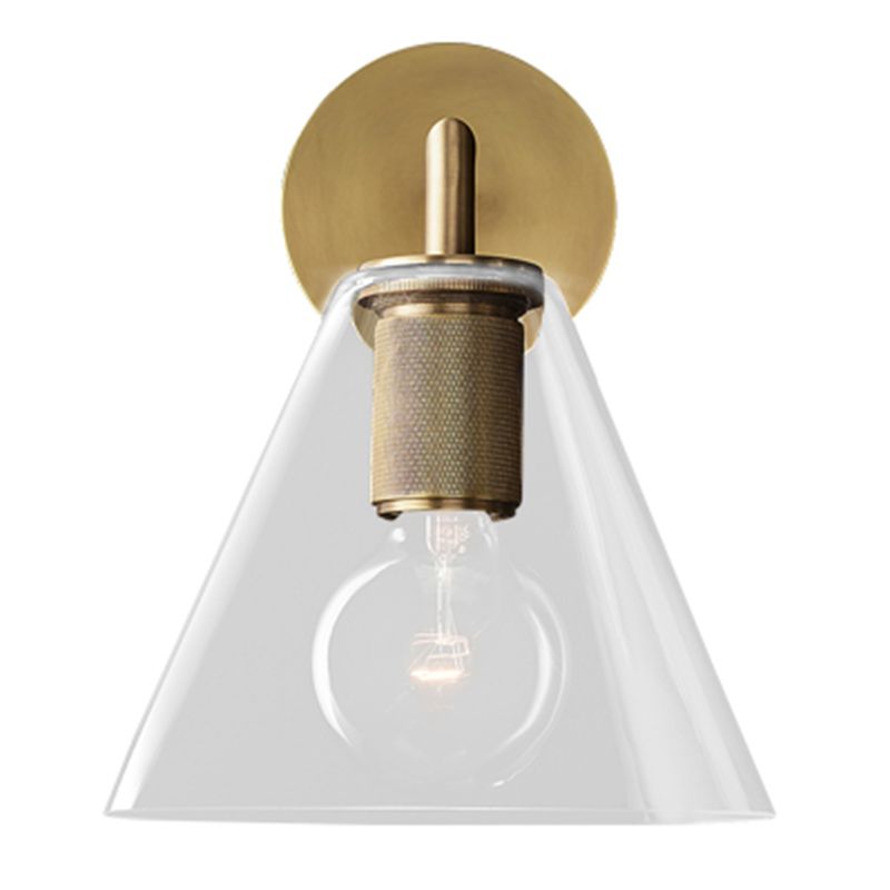 Nordischer Stil Metall Wandleuchte Kegelform Wandleuchten mit klarem Glas für Schlafzimmer