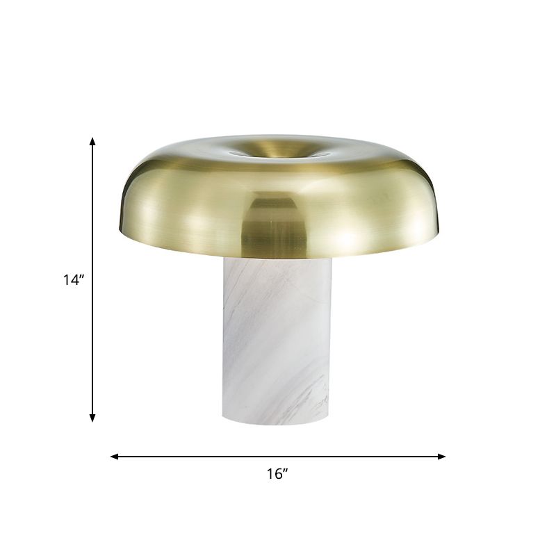 Fungo tavolo da tavolo leggero marmo minimalista in marmo a 1 luci bianca e bronzo lampada notturna