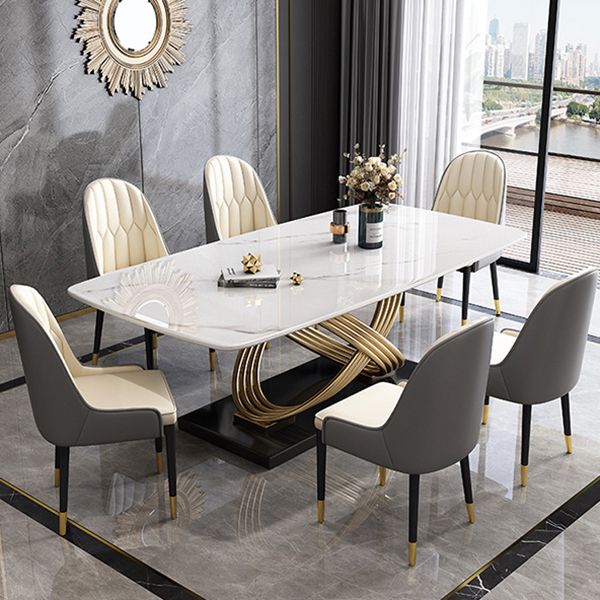 1/4/5/7 Pieces Rectangular Dining Set Luxurious Sintered Stone Top Dinette Table Set