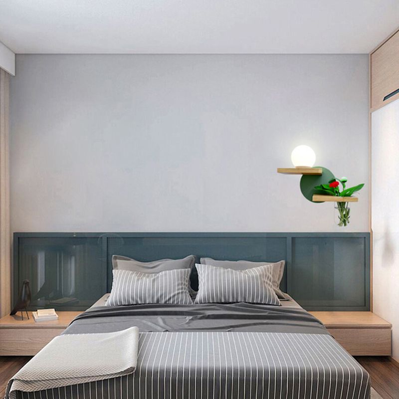 1-Licht geometrische Wandleuchten moderne einfache Style Holzwandbeleuchtung in braun und grün