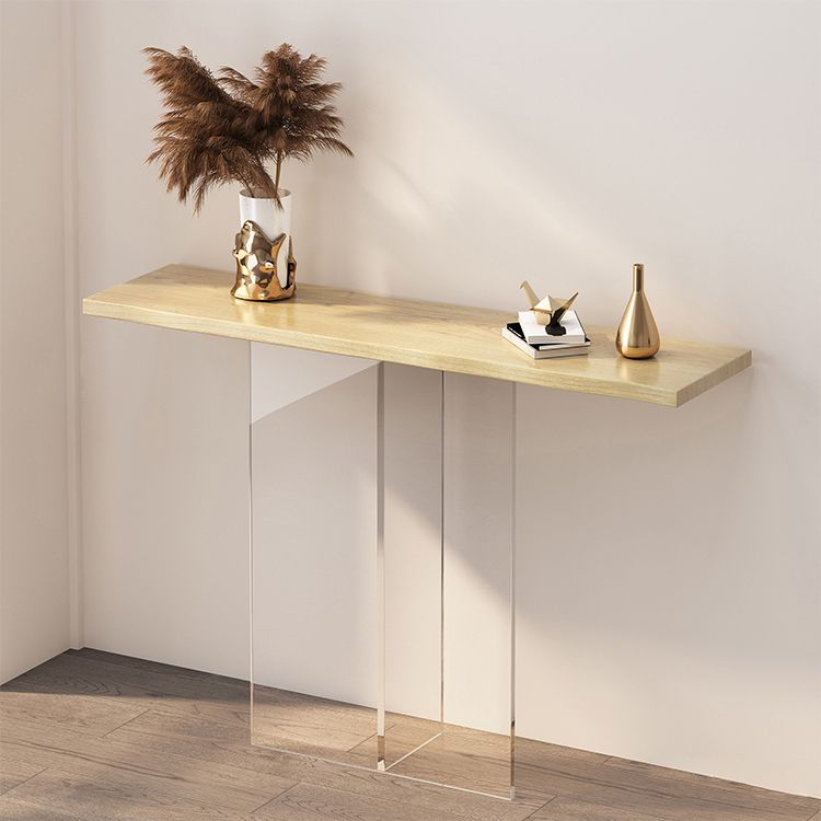 Solid Wood Rectangle Accent Table 31.5-inch Tall End Table with Acrylic Leg