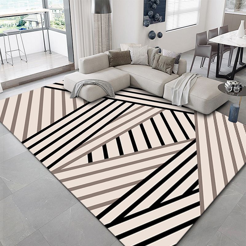 Dark Green Pattern Carpet Polyester Modern Carpet Washable Area Carpet for Living Room