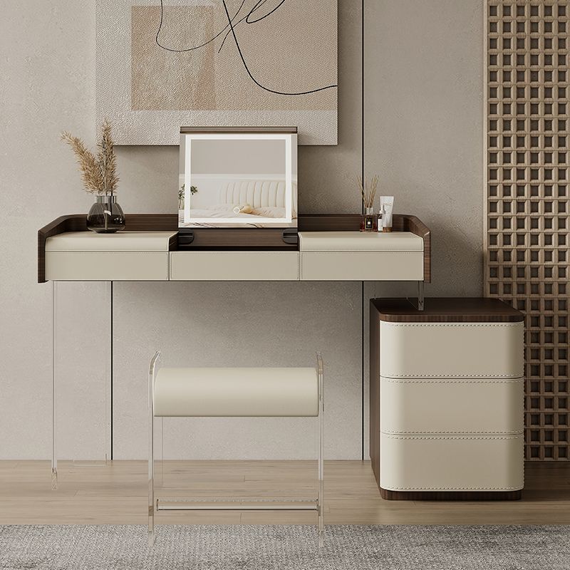 Flip-Top Make-up Vanity Wood Vanity Dressing Table with 5 Storage Drawers