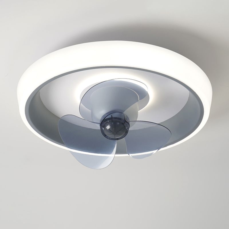 Modern Style Round Ceiling Fan Light Metal Single Light LED Flush Light