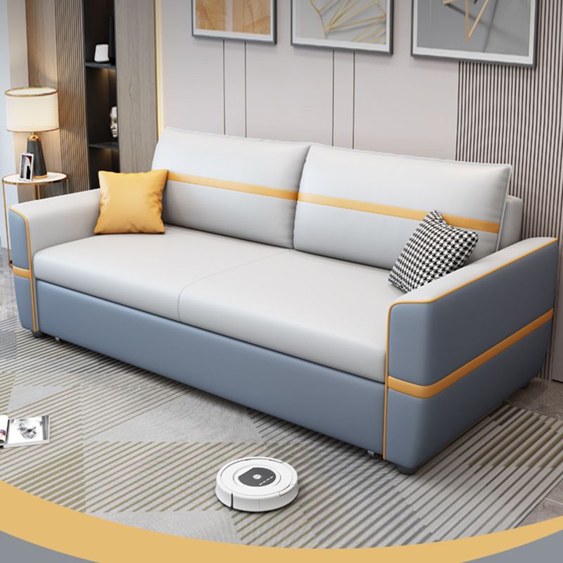 Upholstered Convertible Sofas Faux Leather Sleeper Sofa with Storage