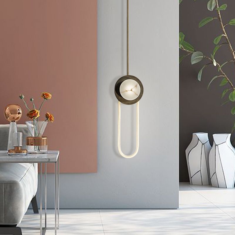 Designer Oval Wall Sconce Light Metallic Doorway LED Wall Mount Lamp in Black-Gold