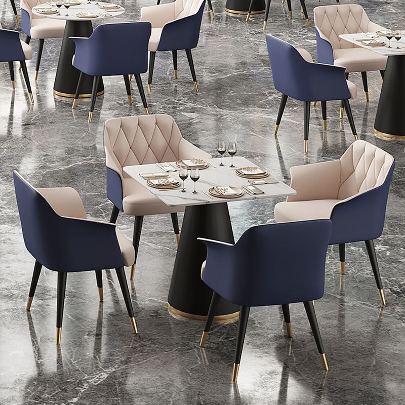 Modern Style Dining Table Sintered Stone Table with Metal Base