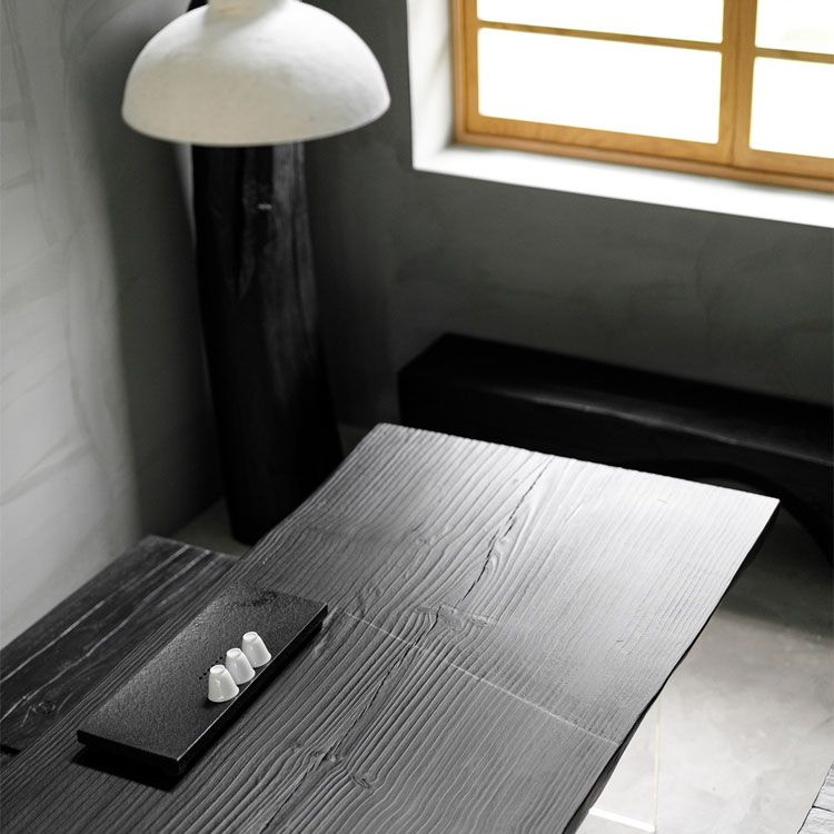 Pine Solid Wood Dining Room Collection Modern Rectangle with Acrylic Double Pedestal Table
